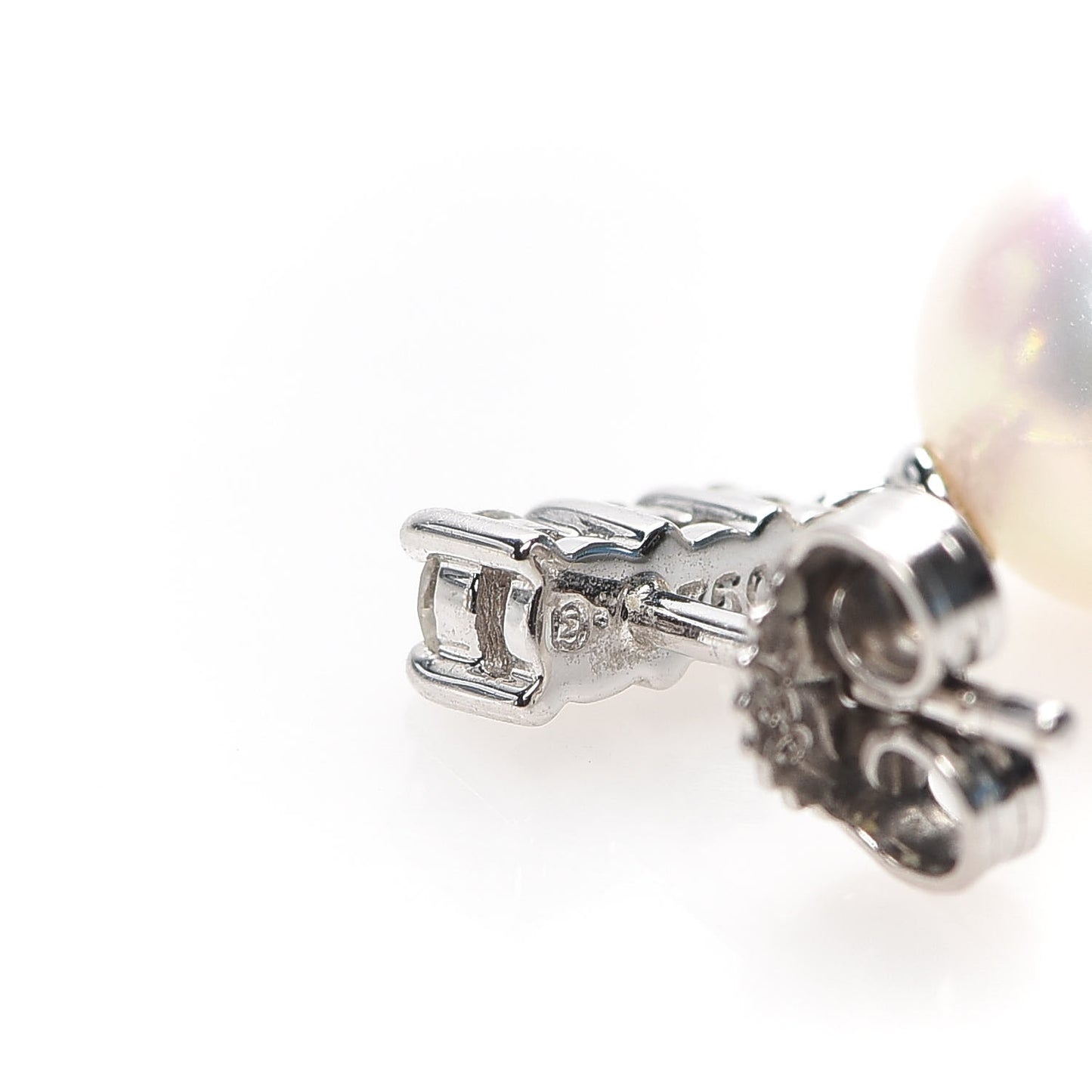 18K White Gold Diamond Akoya Pearl 8mm Morning Dew Earrings