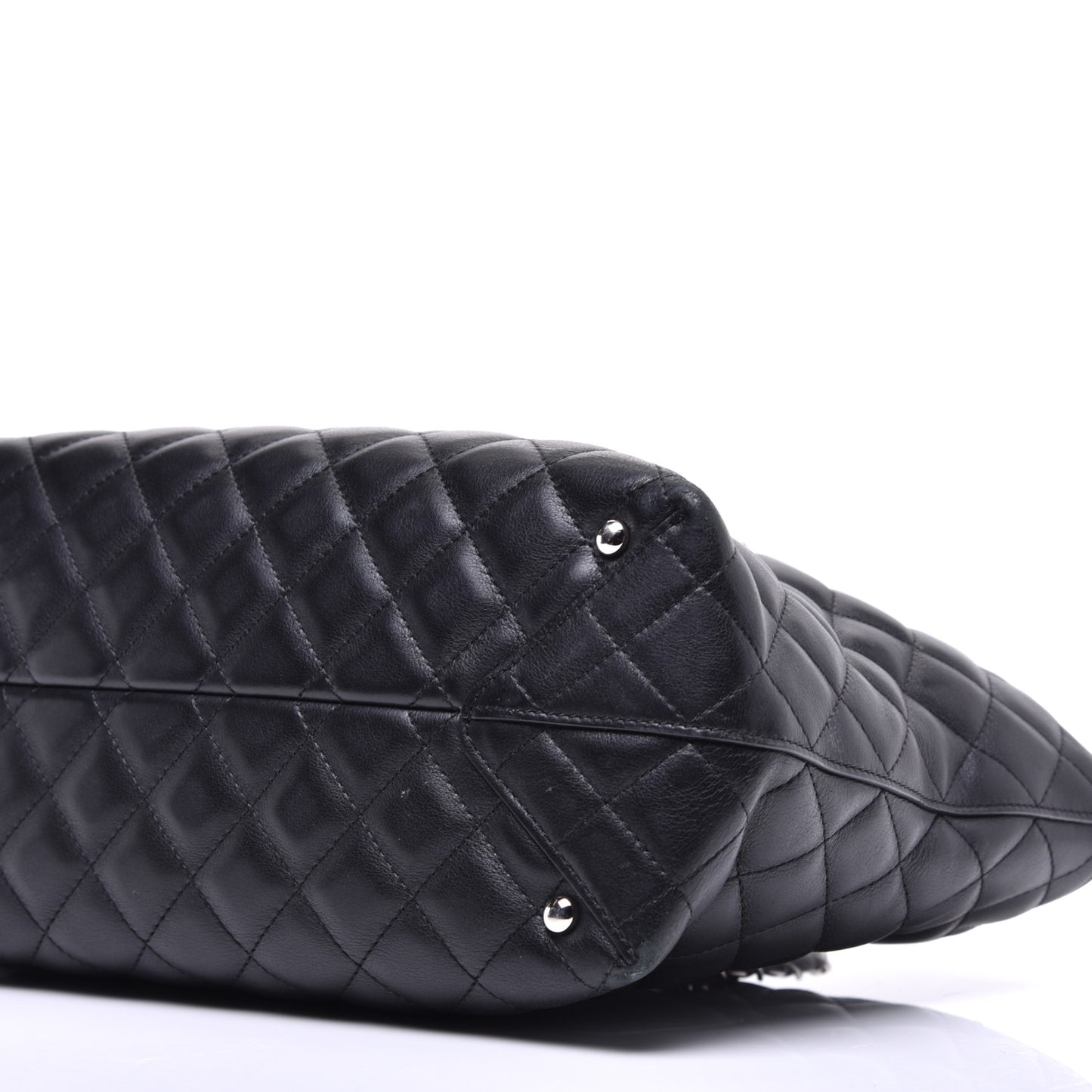 Calfskin Quilted Large Shopping Tote Black