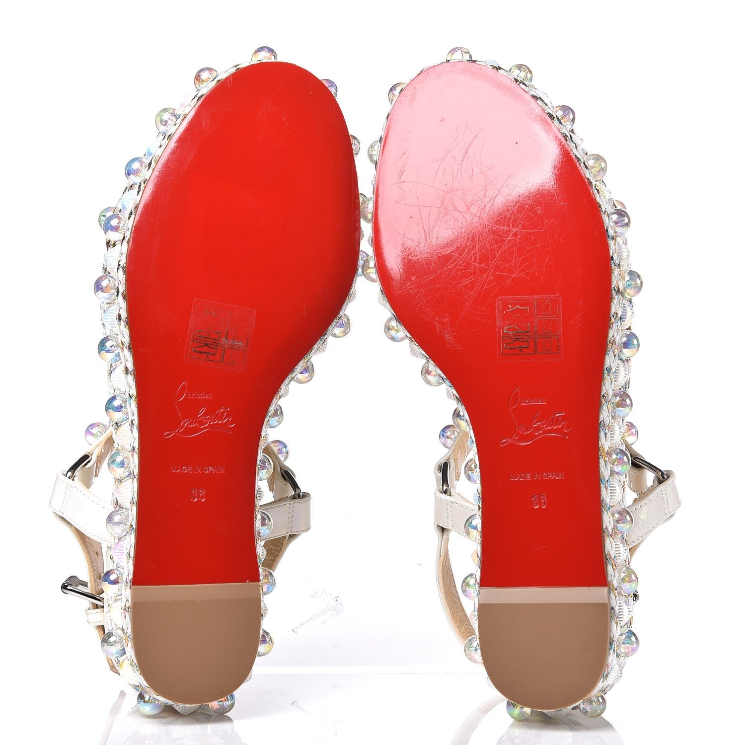Christian Louboutin Patent Embellished Cataconico 60 Platform Sandals 36 White 5 of 8