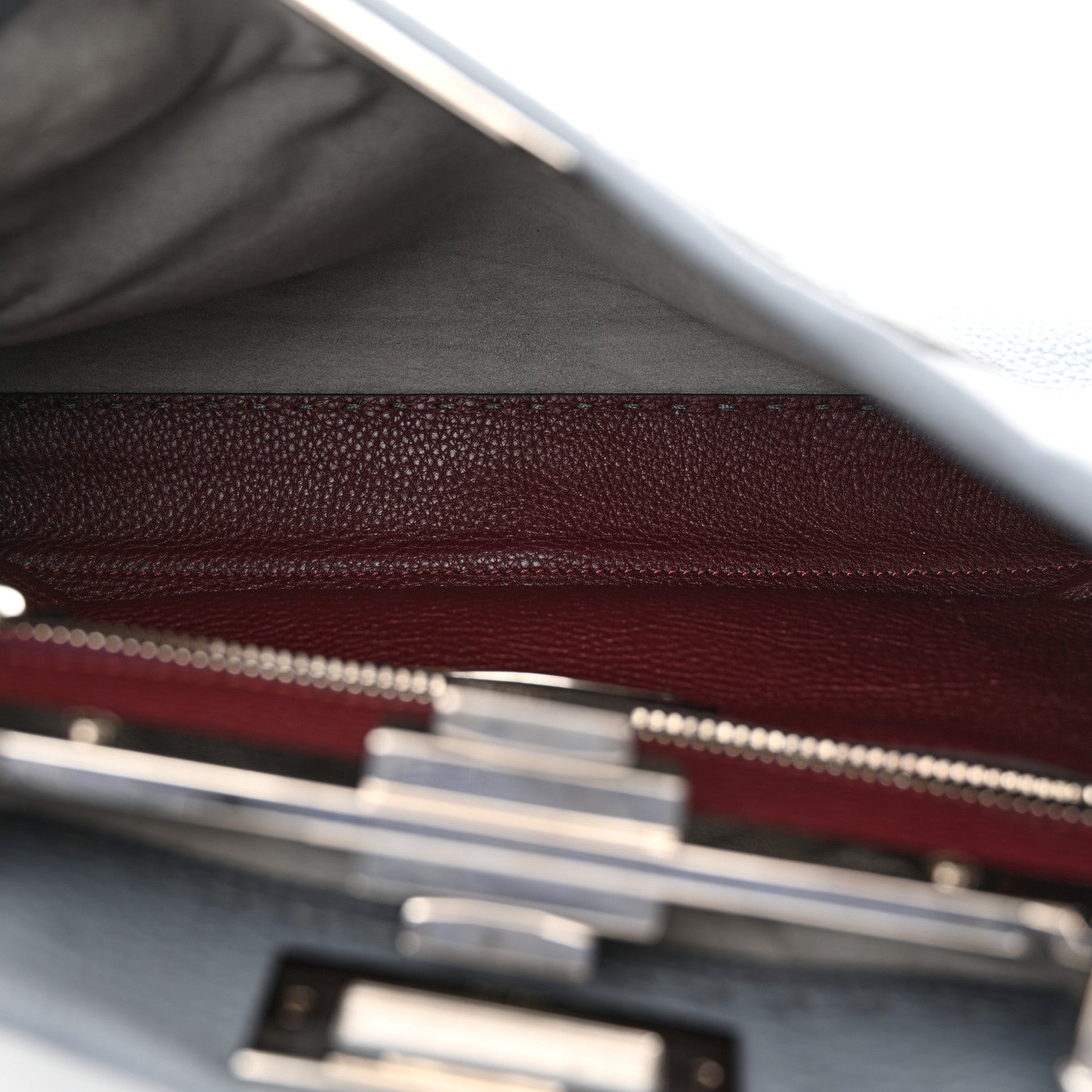 Fendi Cuoio Romano Selleria Bi-Color Medium Peekaboo Iconic Satchel Nube Bordeaux 6 of 11