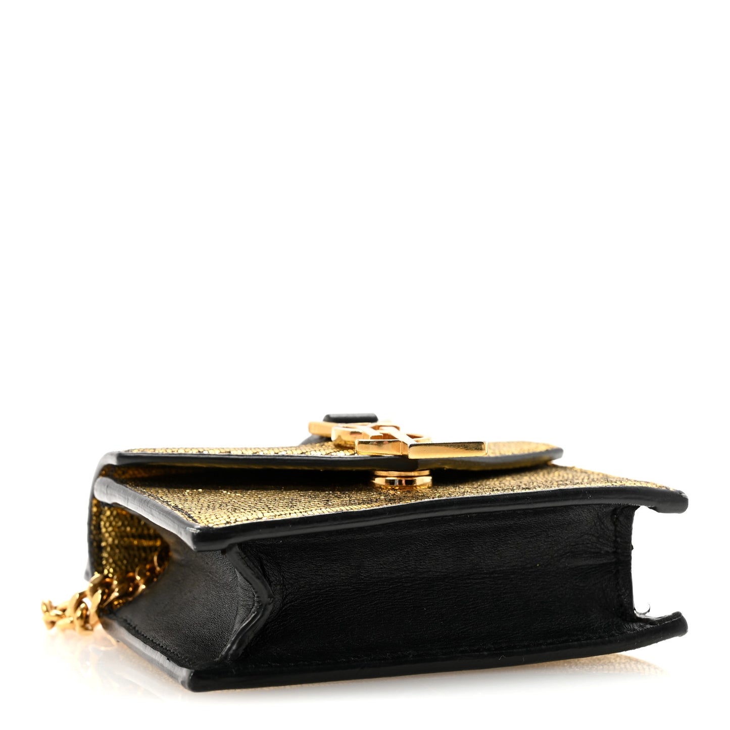 Calfskin Lizard Embossed Monogram Chain Mini Candy Crossbody Gold