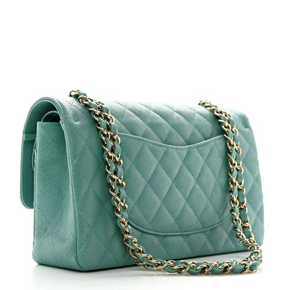 Chanel Iridescent Caviar Quilted Medium Double Flap Green 2 of 10