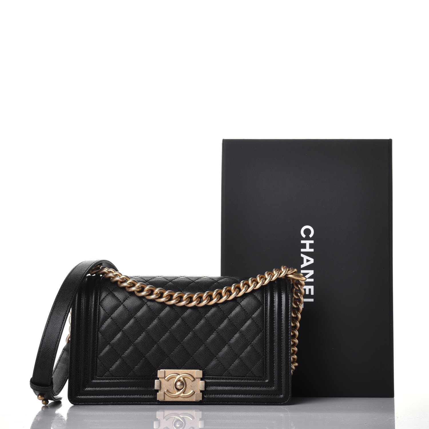 Chanel Caviar Quilted Medium Boy Flap Black 10 of 10