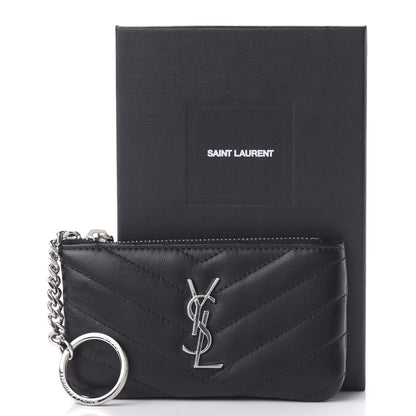 Saint Laurent Calfskin Matelasse Monogram Key Pouch Black 11 of 11