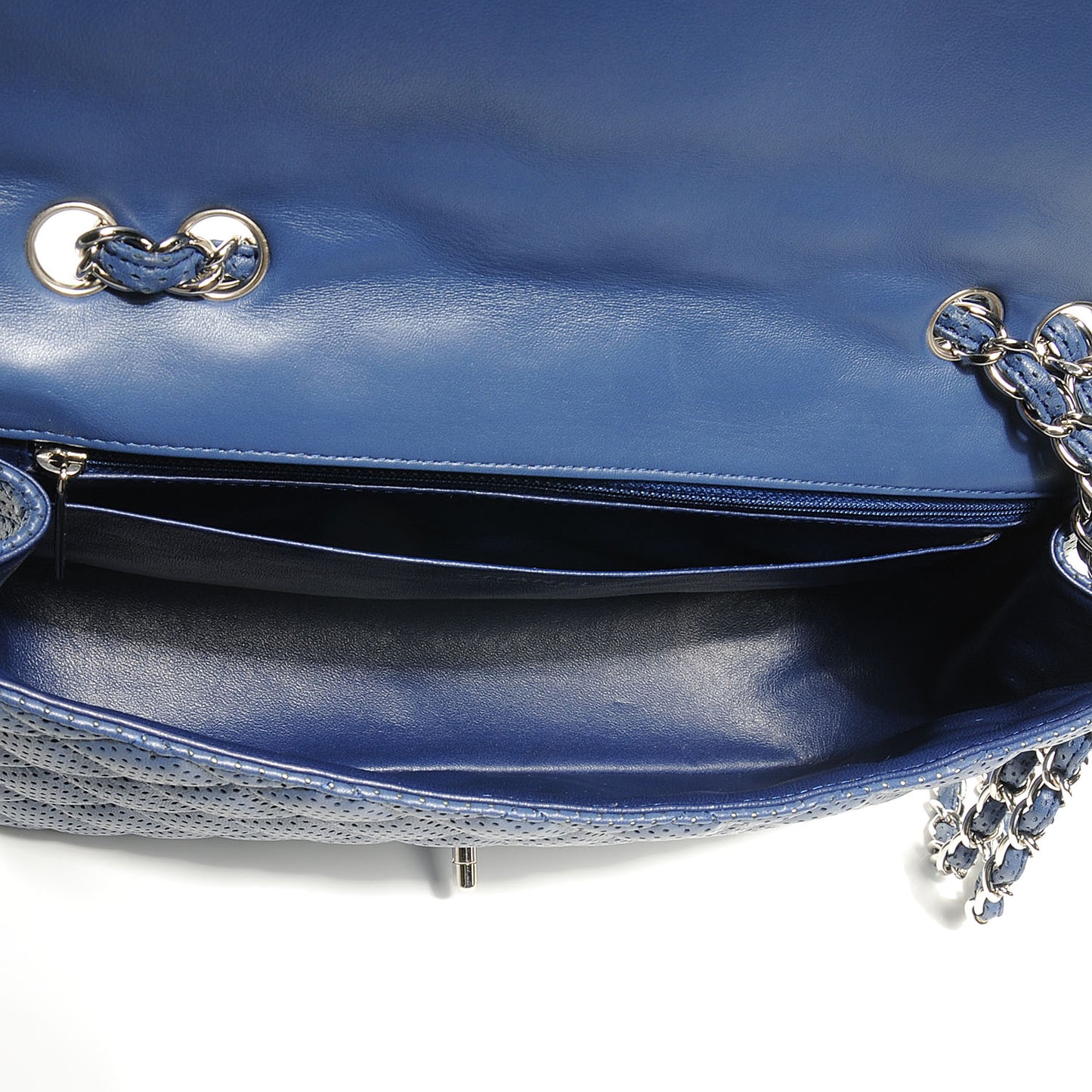 Lambskin Perforated Jumbo Single Flap Blue