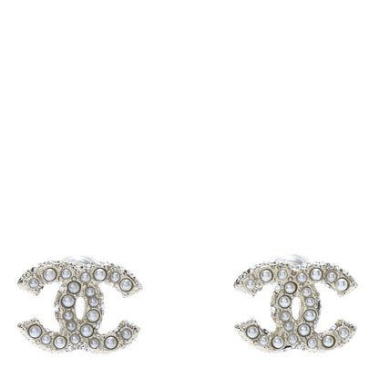 Chanel Pearl Crystal CC Earrings Gold 1 of 5
