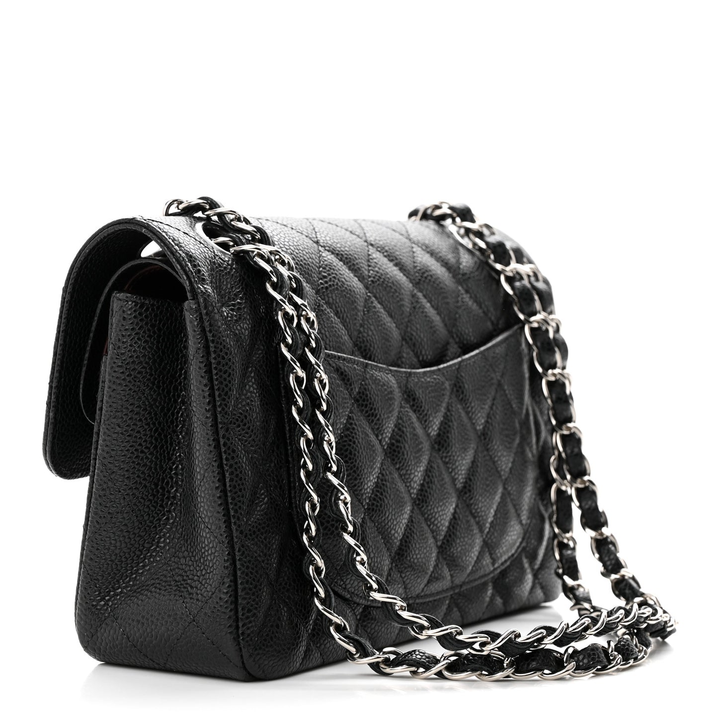 Caviar Quilted Small Double Flap Black