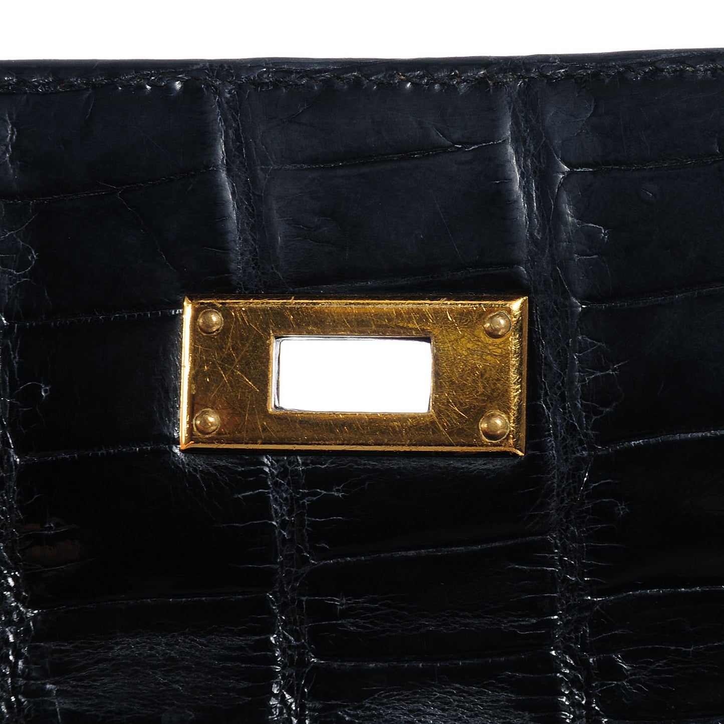 Shiny Porosus Crocodile Kelly Sellier 32 Black