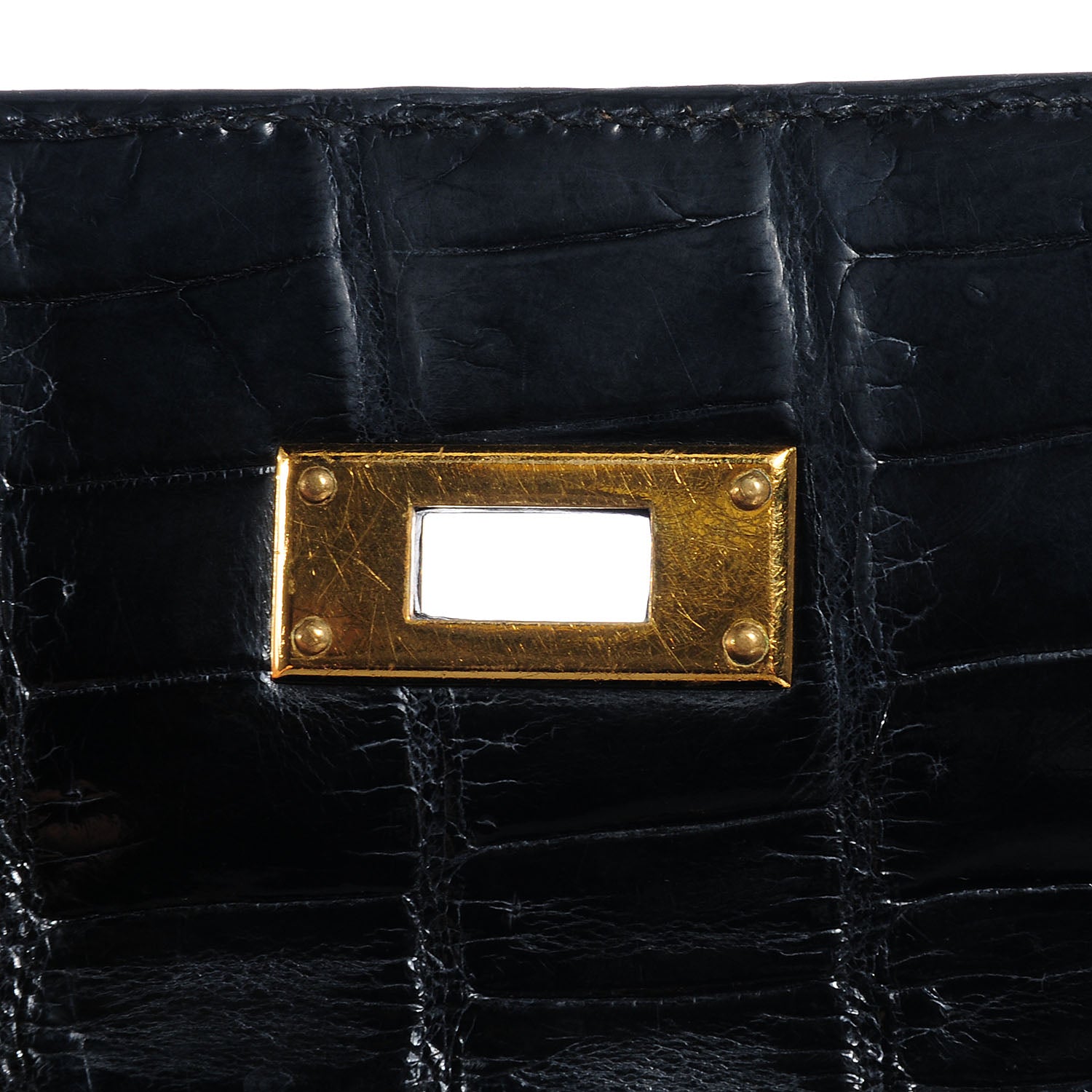 Hermes Shiny Porosus Crocodile Kelly Sellier 32 Black 8 of 9