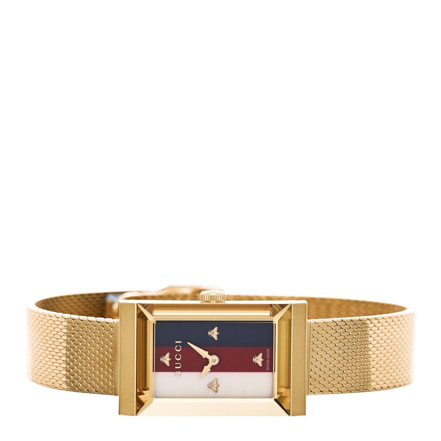Stainless Steel 14mm Web G-Frame Quartz Watch Gold