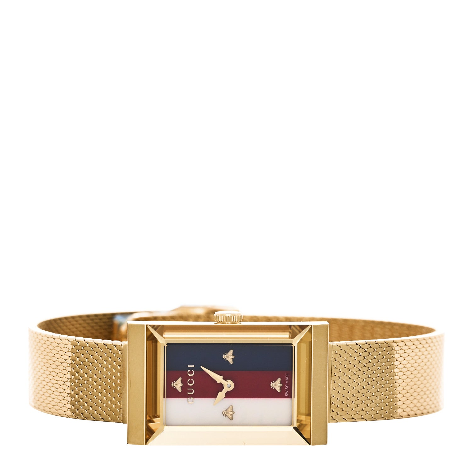 Gucci Stainless Steel 14mm Web G-Frame Quartz Watch Gold 2 of 5