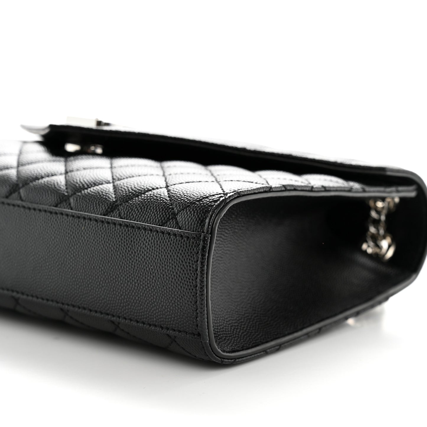 Grain De Poudre Textured Mixed Matelasse Triquilt Medium Monogram Satchel Black