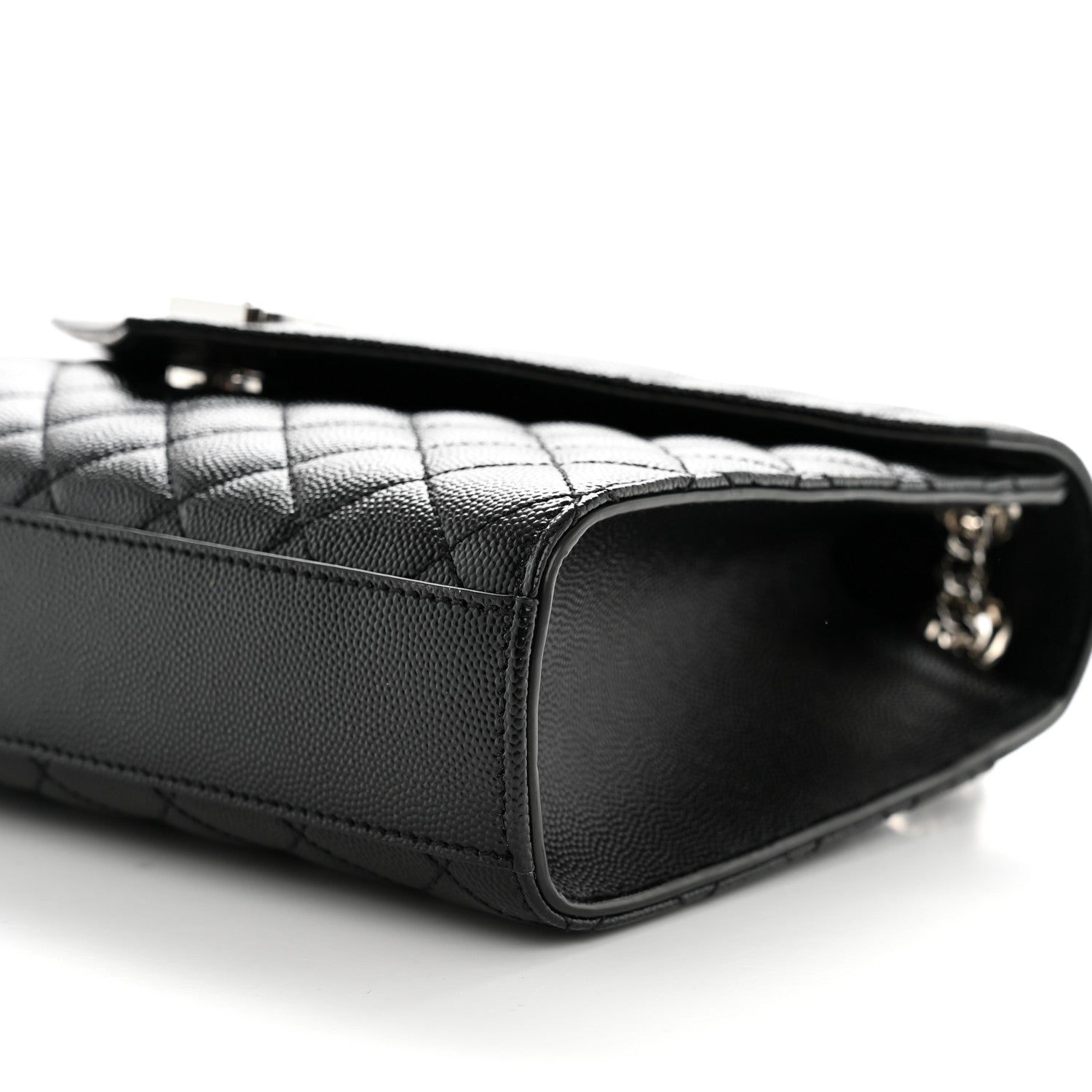 Saint Laurent Grain De Poudre Textured Mixed Matelasse Triquilt Medium Monogram Satchel Black 11 of 11