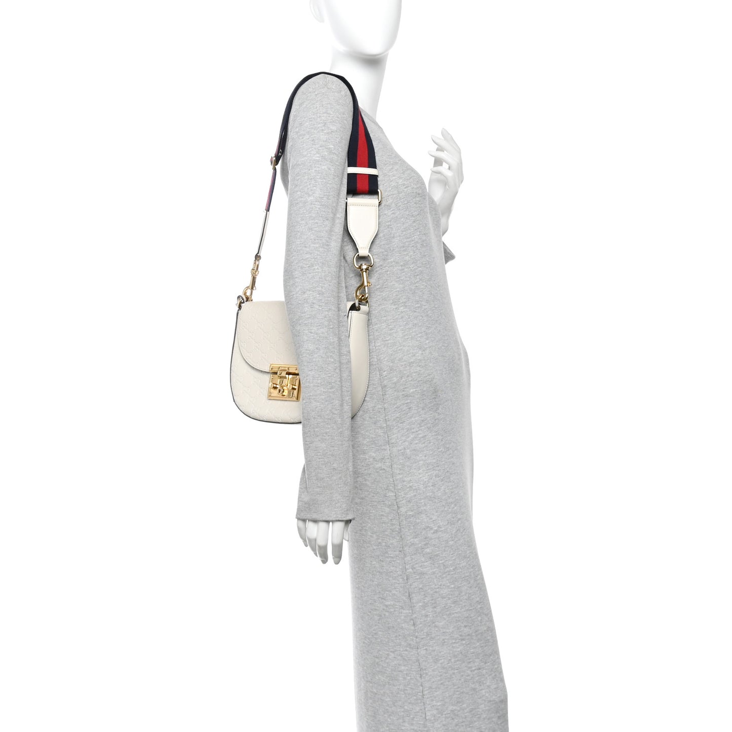 Guccissima Web Medium Padlock Messenger Shoulder Bag White