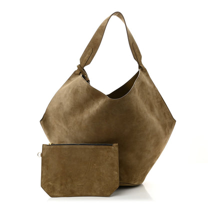 Khaite Suede Calfskin Medium Lotus Tote Mud 3 of 10