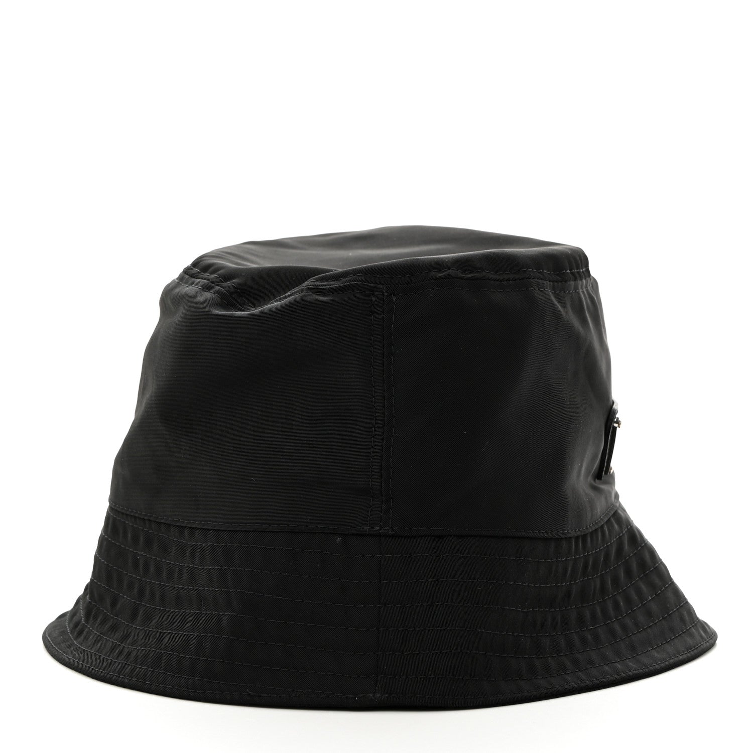 Prada Re-Nylon Metal Triangle Logo Womens Bucket Hat M Black 3 of 8
