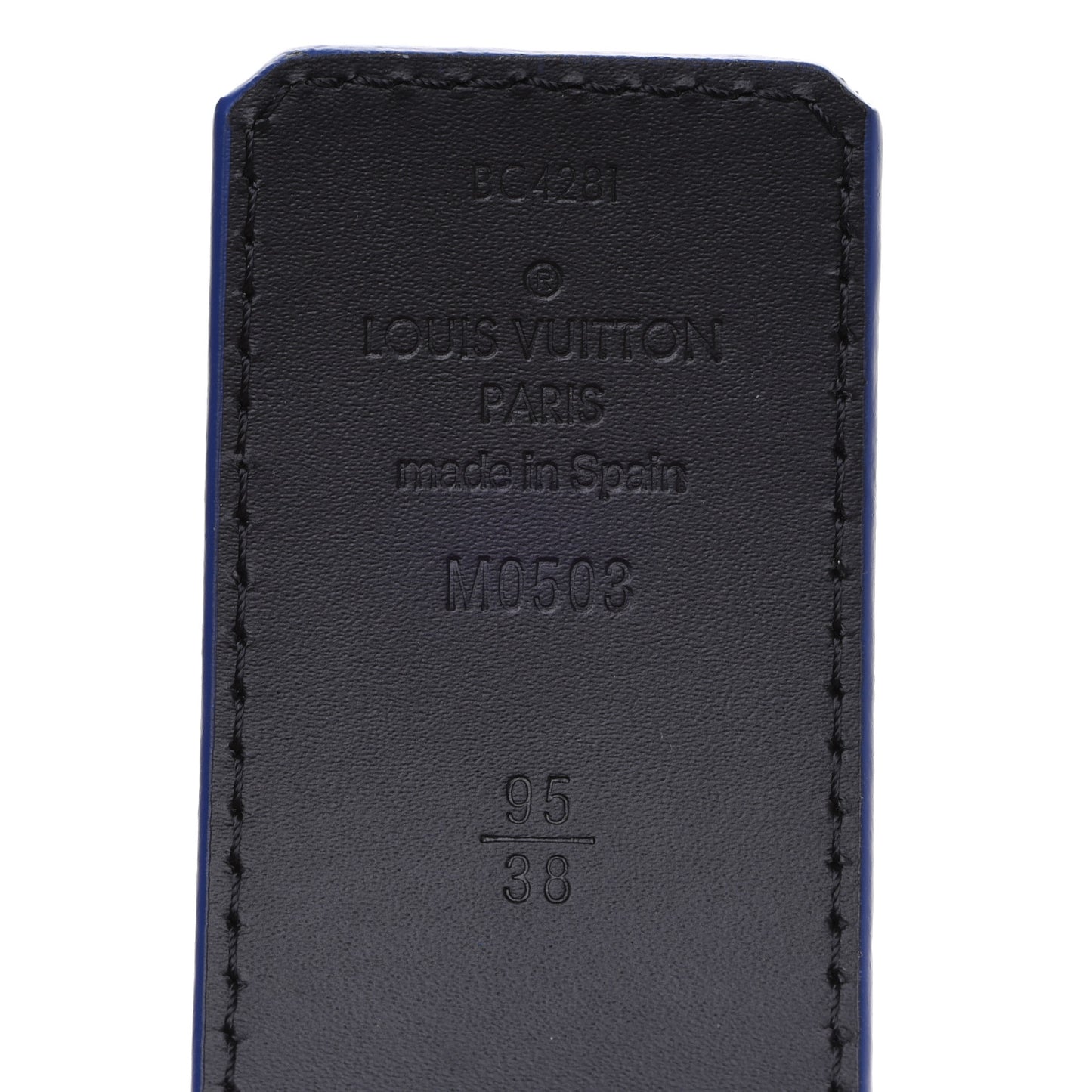 Taurillon Illusion 40mm LV Initiales Reversible Belt 95 38 Bleu Rose