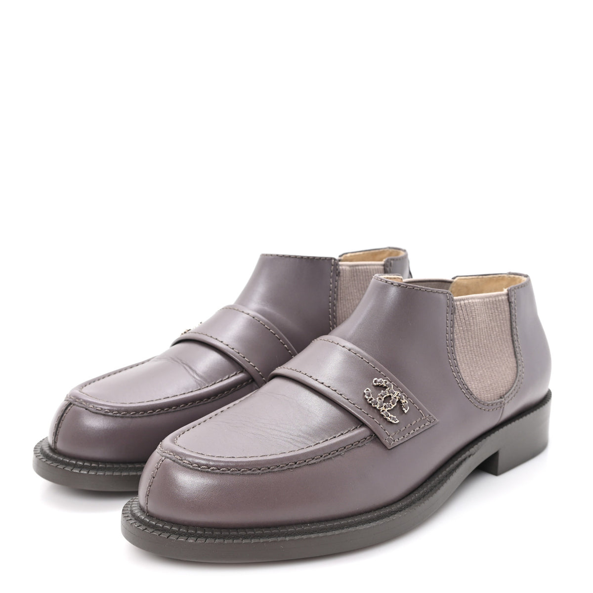 Chanel Calfskin Elastic Short Boots 39.5 Beige 4 of 9