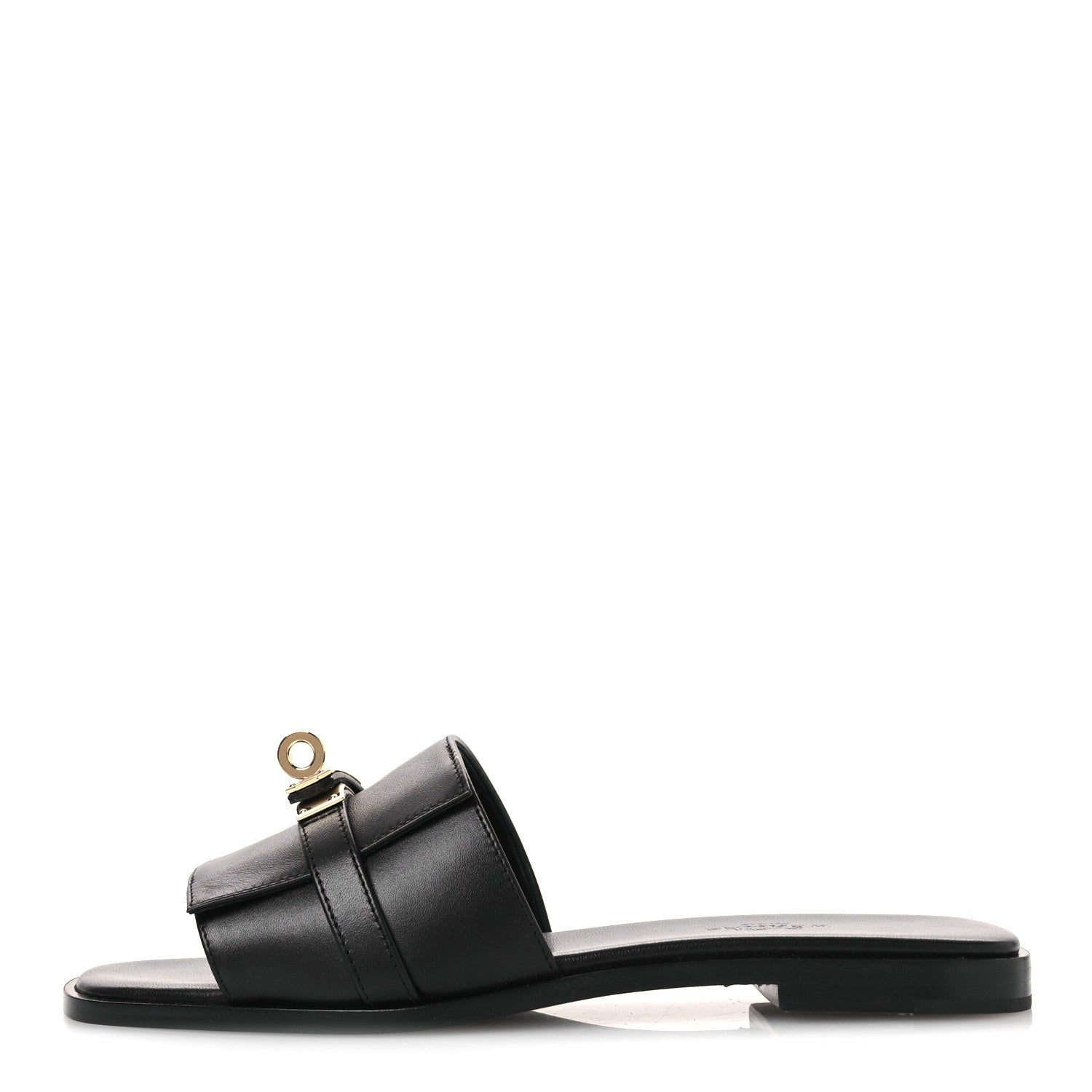 Hermes Calfskin Giulia Sandals 36 Black 1 of 12