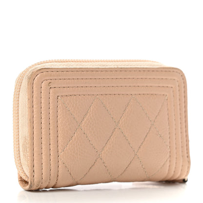 Chanel Caviar Quilted Boy Zip Around Coin Purse Wallet Beige Clair 3 of 8