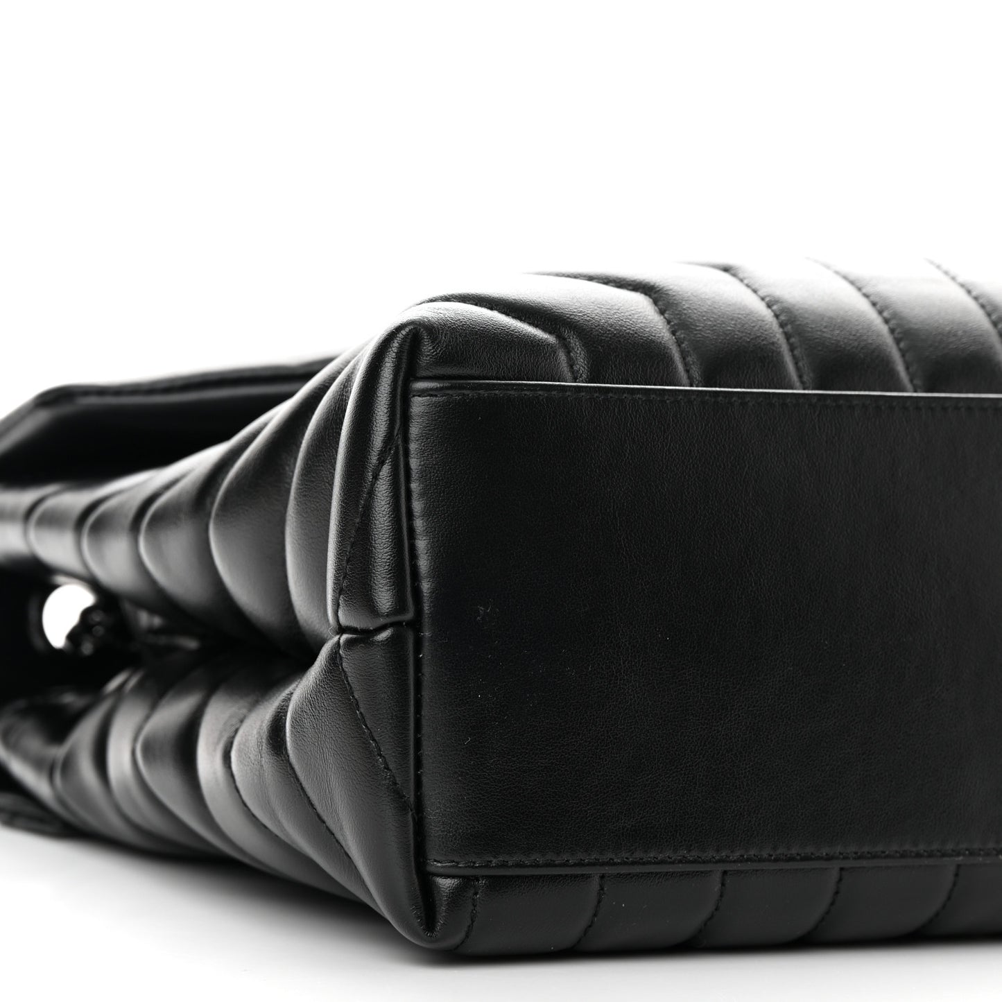Calfskin Y Quilted Monogram Monochrome Medium Loulou Chain Satchel Black