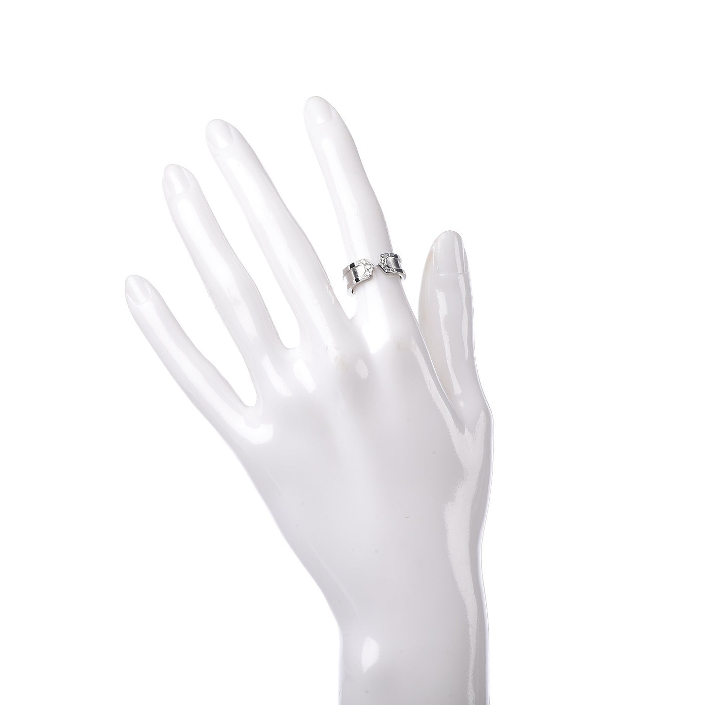 18K White Gold Diamond 6.5mm Logo De Ring 48 4.5