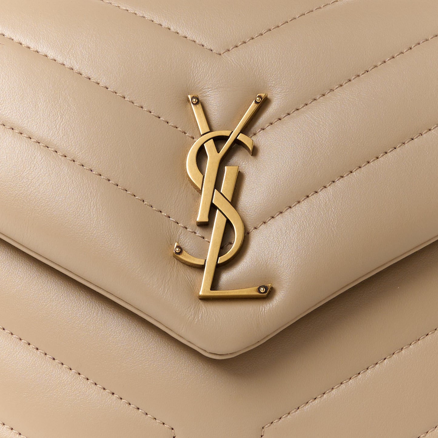 Calfskin Y Quilted Monogram Small Loulou Chain Satchel Dark Beige