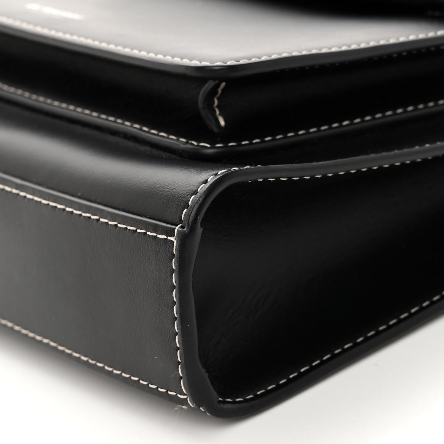 Smooth Calfskin Topstitched Mini Pocket Bag Black