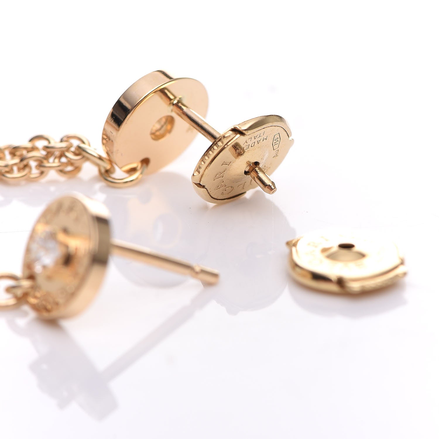 Bulgari 18K Yellow Gold Diamond B.Zero1 Drop Earrings 4 of 4