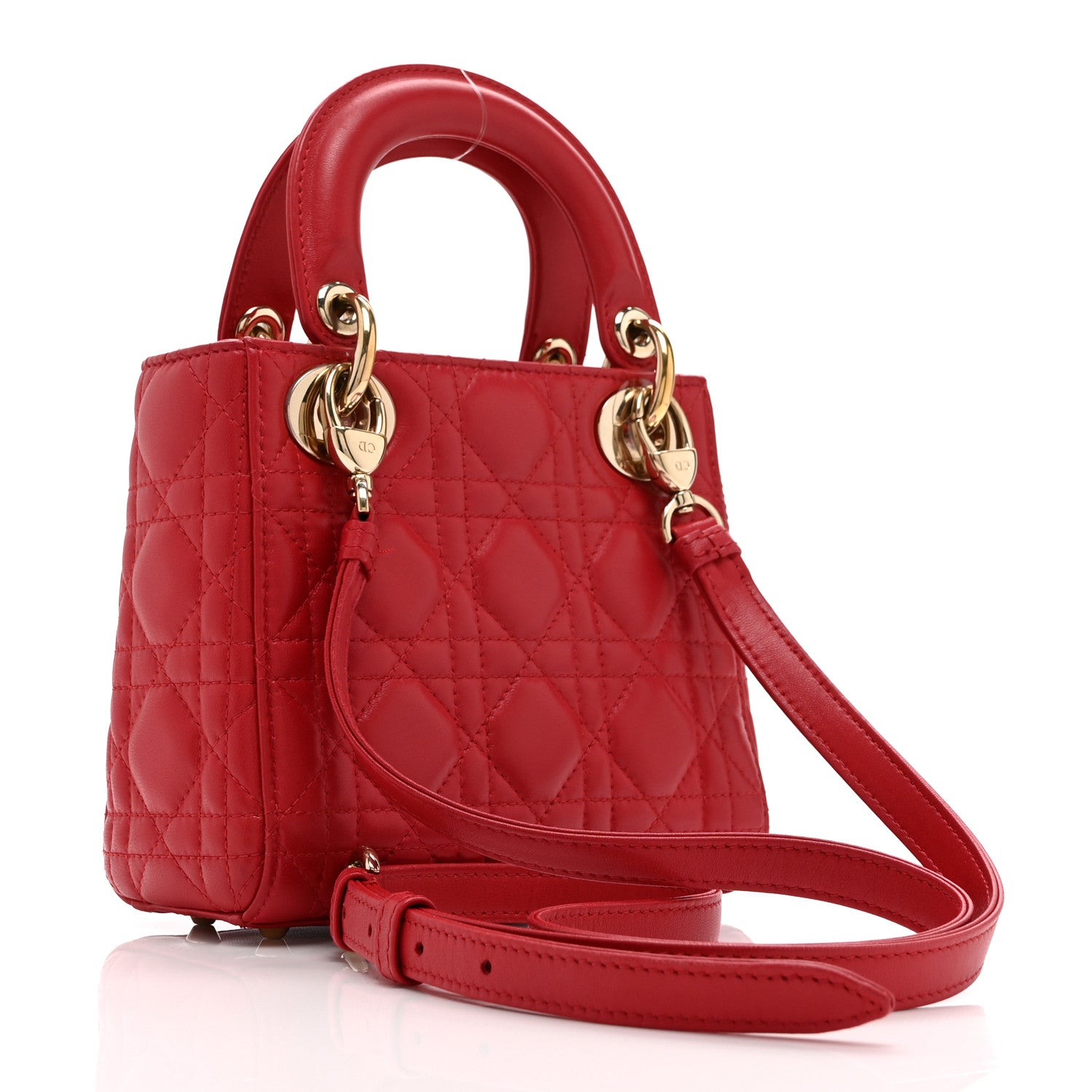 Christian Dior Lambskin Cannage Mini Lady Dior Red 3 of 10