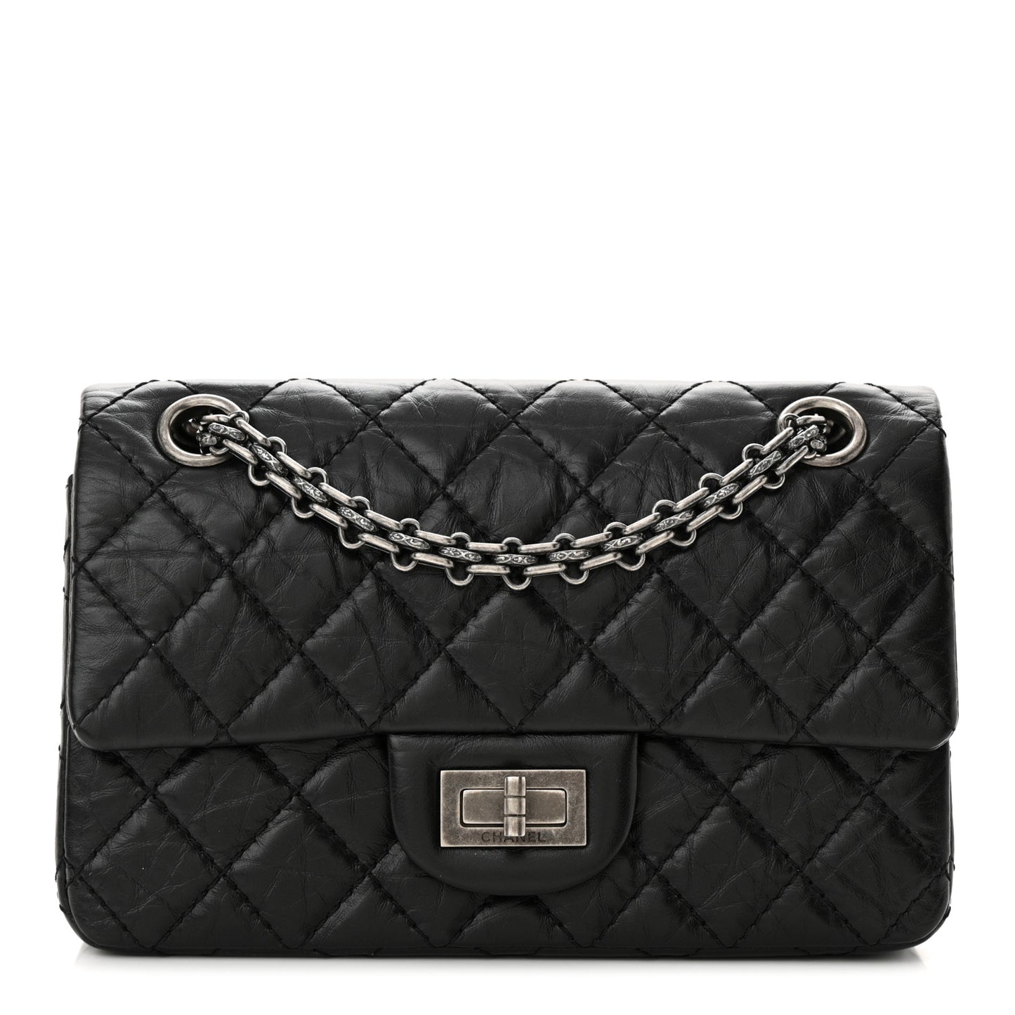 Aged Calfskin Quilted 2.55 Reissue Mini Flap Black