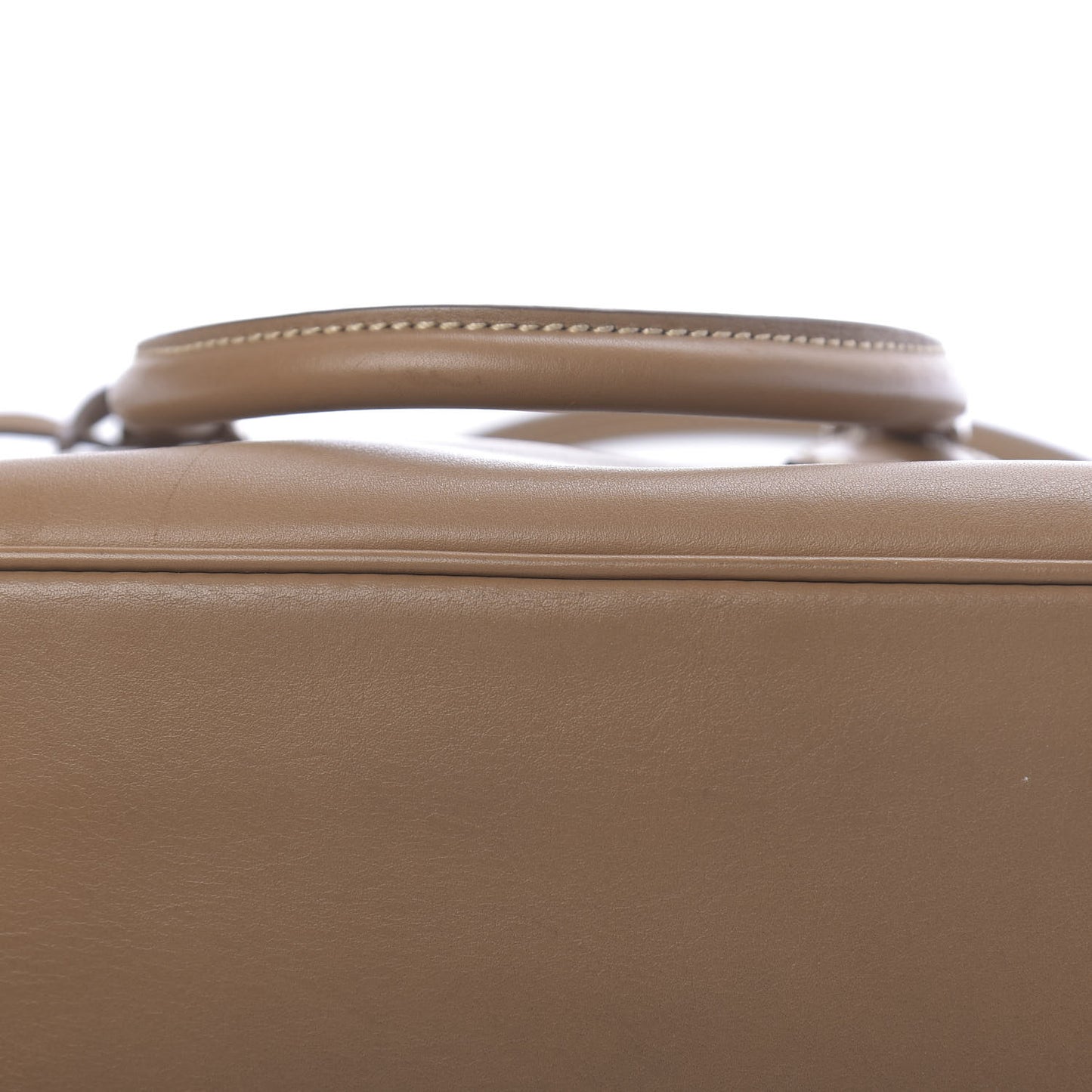 City Calf Mini Hand Stitched Galleria Double Zip Tote Caramel