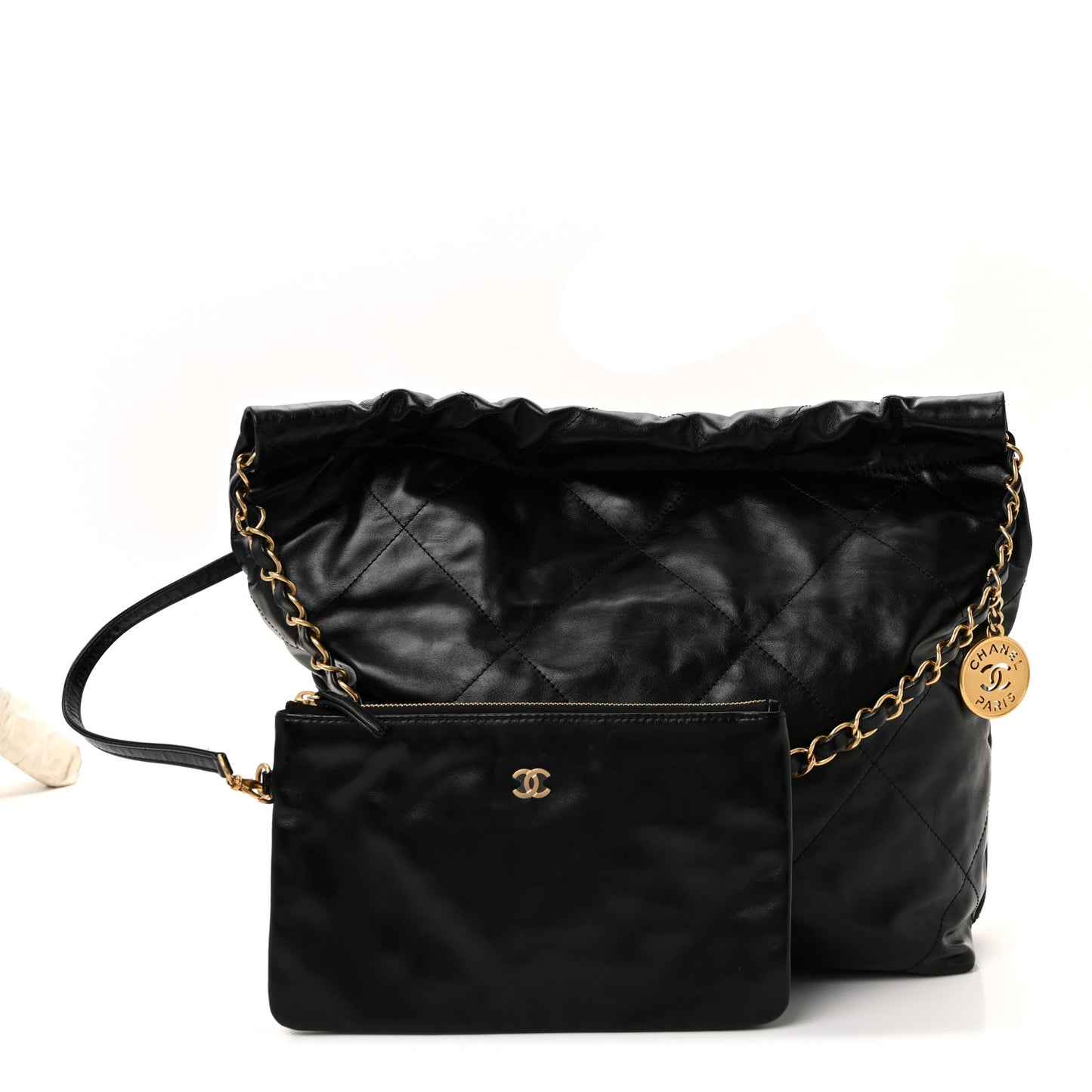Shiny Calfskin Quilted Small Chanel 22 Black
