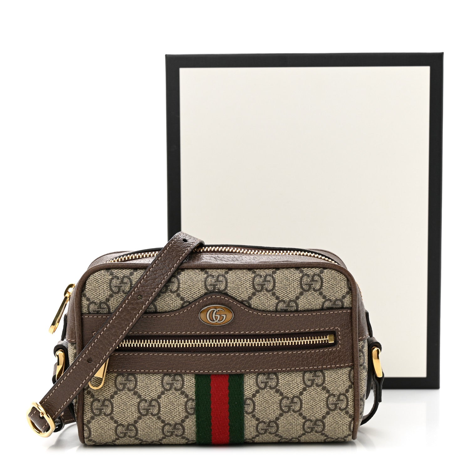 Gucci GG Supreme Monogram Web Mini Ophidia Shoulder Bag Brown 11 of 11