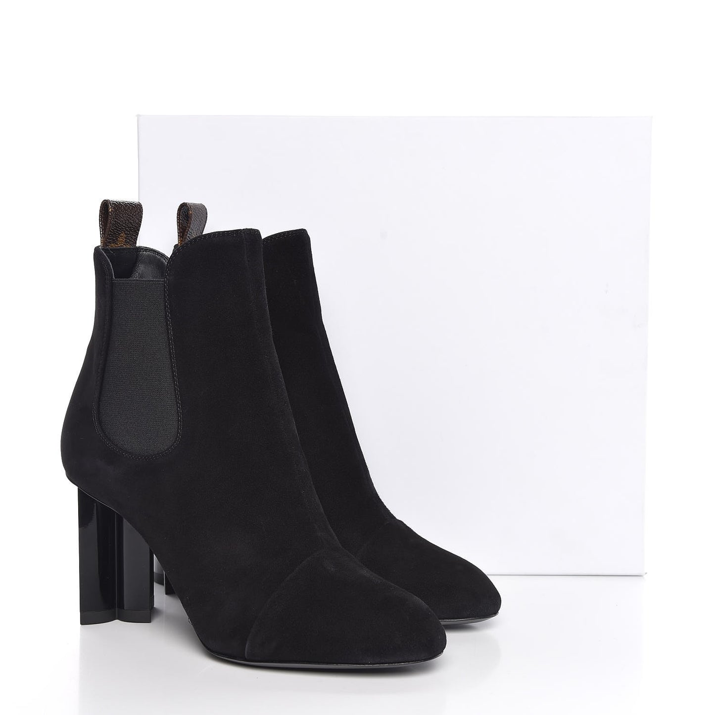 Suede Monogram Uniformes Cap Toe Chelsea 80mm Ankle Boots 37 Black