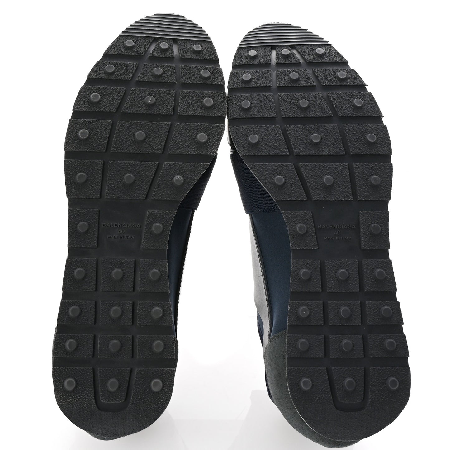 Mesh Calfskin Neoprene Suede Womens Race Runner Sneakers 40 Bleu Nuit