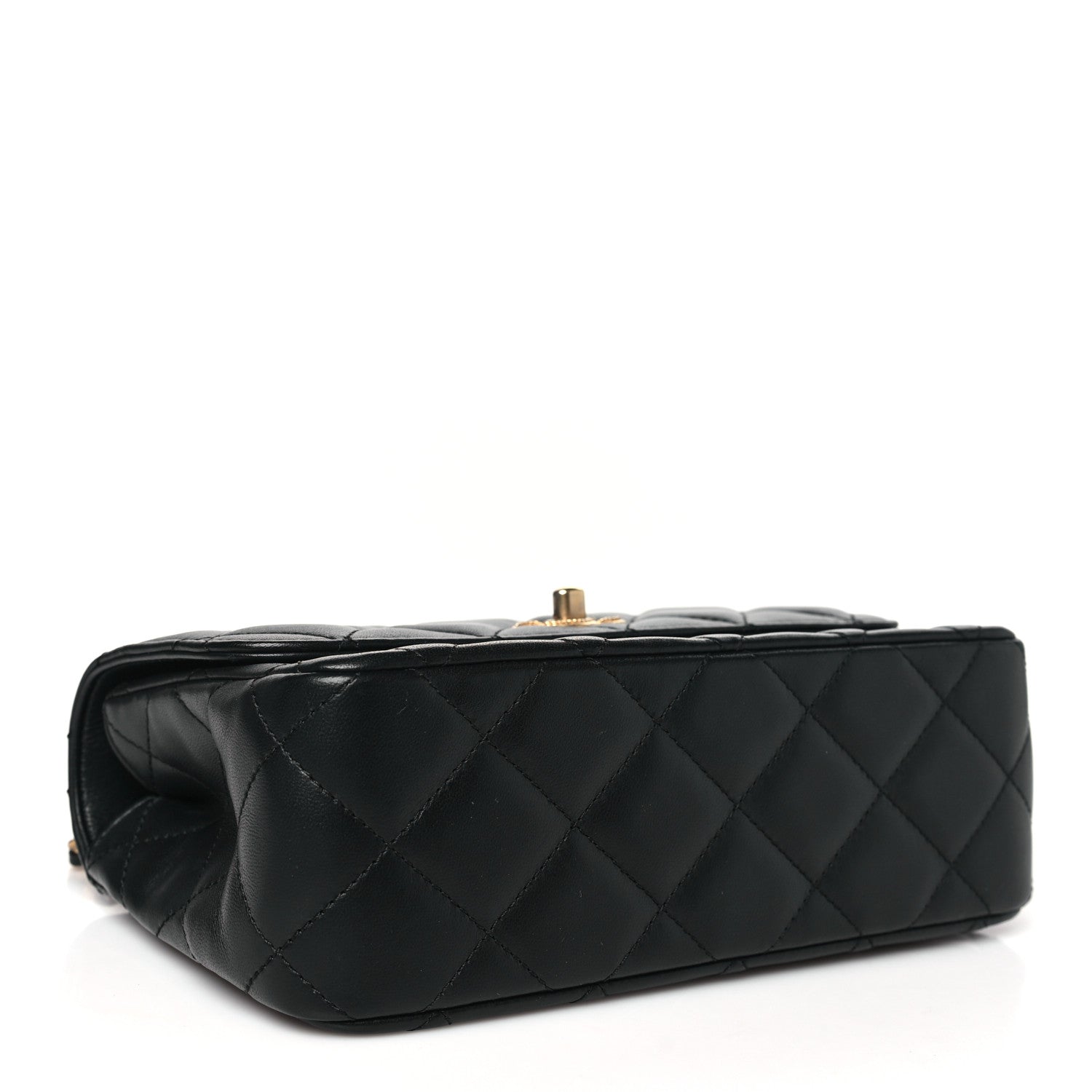 Chanel Lambskin Metal Quilted Twist Top Handle Flap With Chain Black 4 of 10