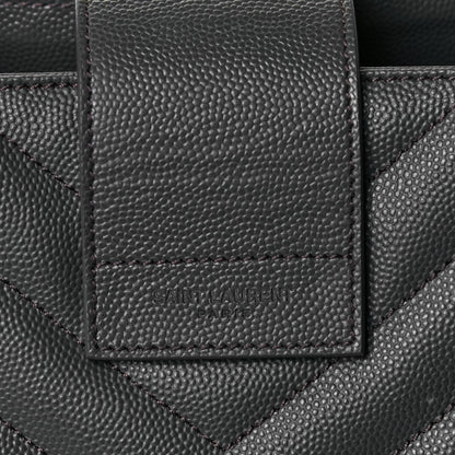 Saint Laurent Grain De Poudre Matelasse Chevron Monogram Shopping Bag Earth 7 of 7
