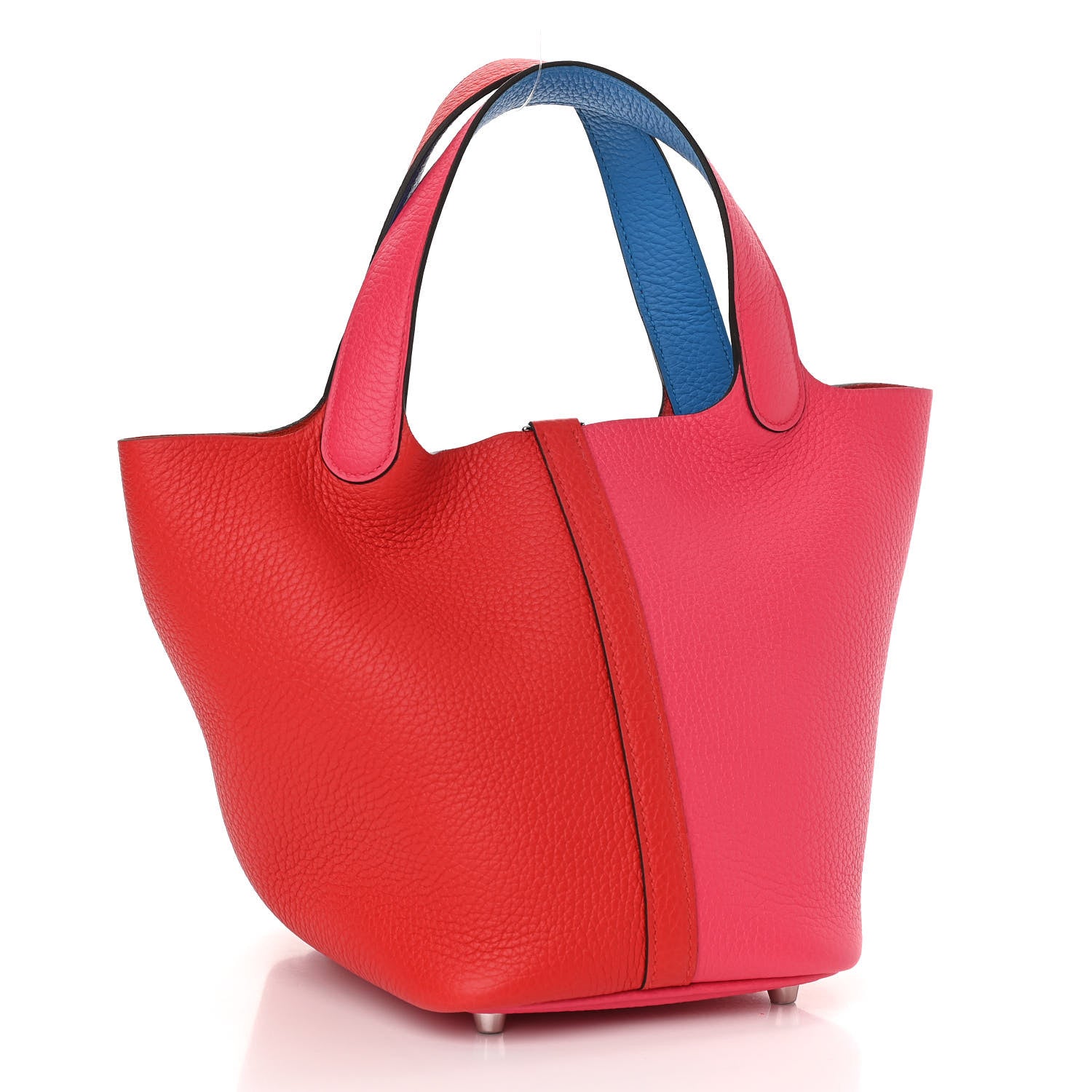 Hermes Taurillon Clemence Tri-Color Picotin Lock 18 PM Rouge Coeur Rose Extreme Bleu Zanzibar 2 of 10