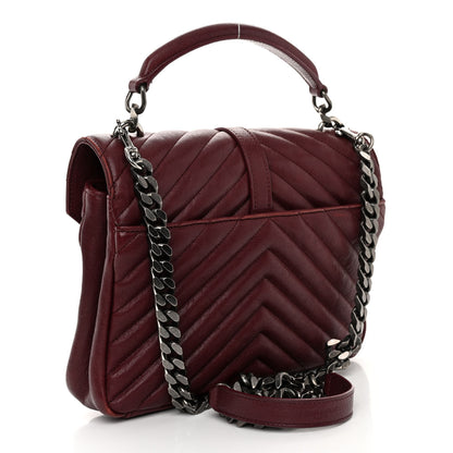 Saint Laurent Calfskin Matelasse Chevron Monogram Medium College Bag Brick 4 of 11