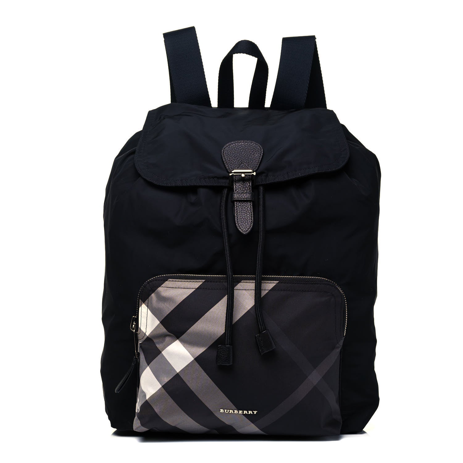 Burberry Nylon Solid to Check Backpack Black 1 of 8