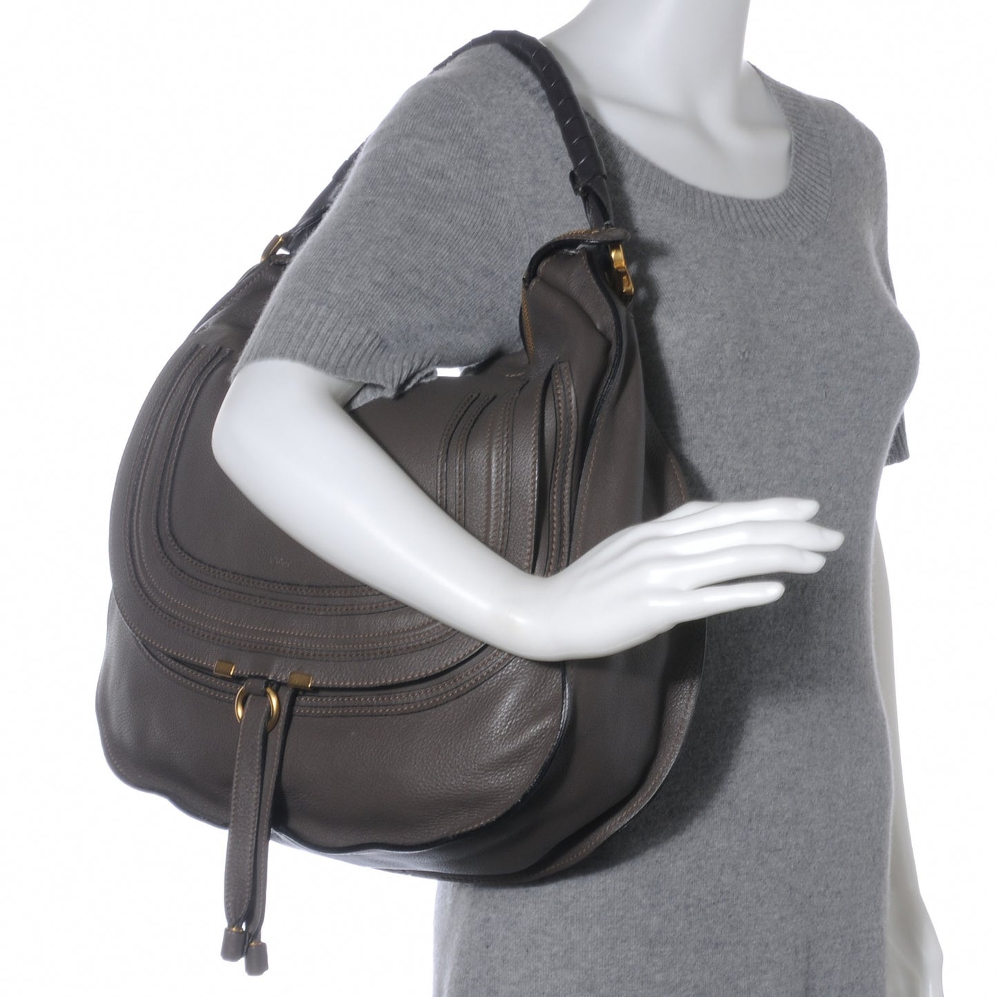 Calfskin Large Marcie Hobo Ash