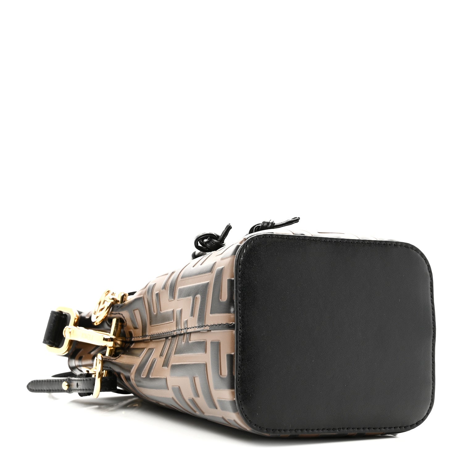 Fendi Vitello Liberty F is Fendi Bi-Color FF 1974 Embossed Mini Mon Tresor Bucket Bag Maya Black 4 of 12