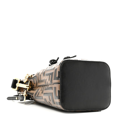 Fendi Vitello Liberty F is Fendi Bi-Color FF 1974 Embossed Mini Mon Tresor Bucket Bag Maya Black 4 of 12