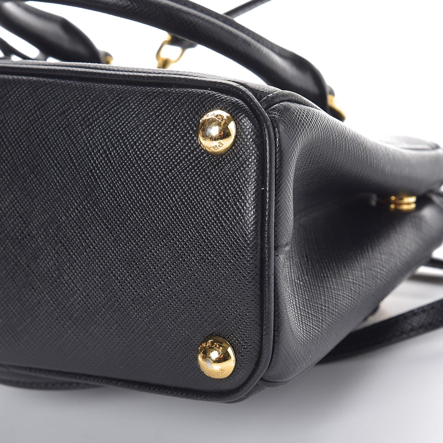 Saffiano Lux Mini Galleria Double Zip Tote Black