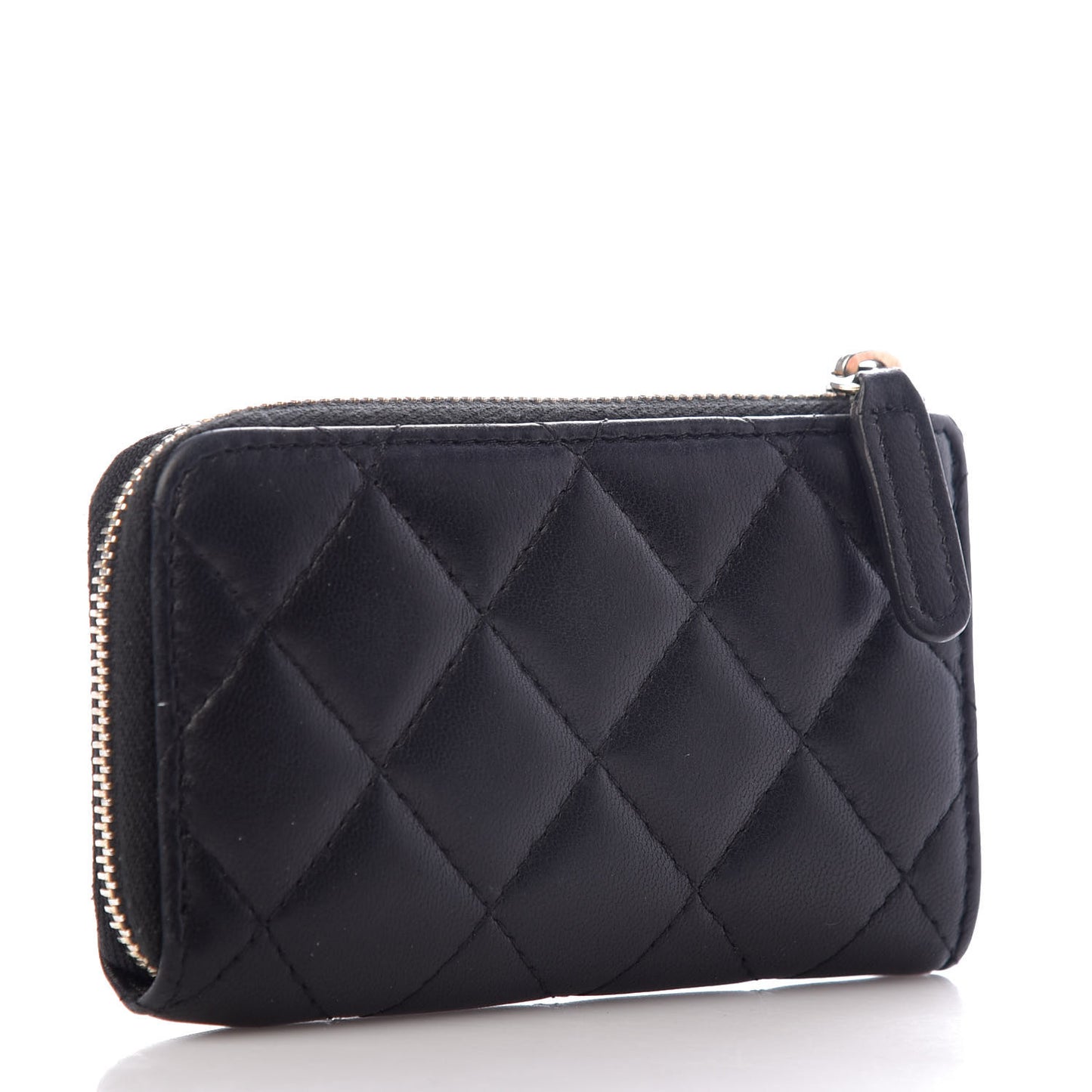 Lambskin Quilted Key Holder Case Black
