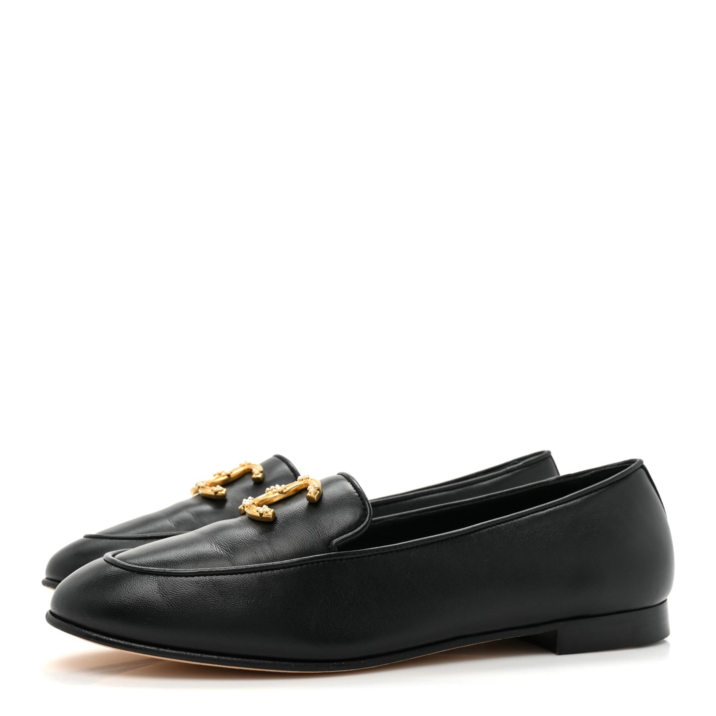 Lambskin Pearl CC Loafers 39 Black