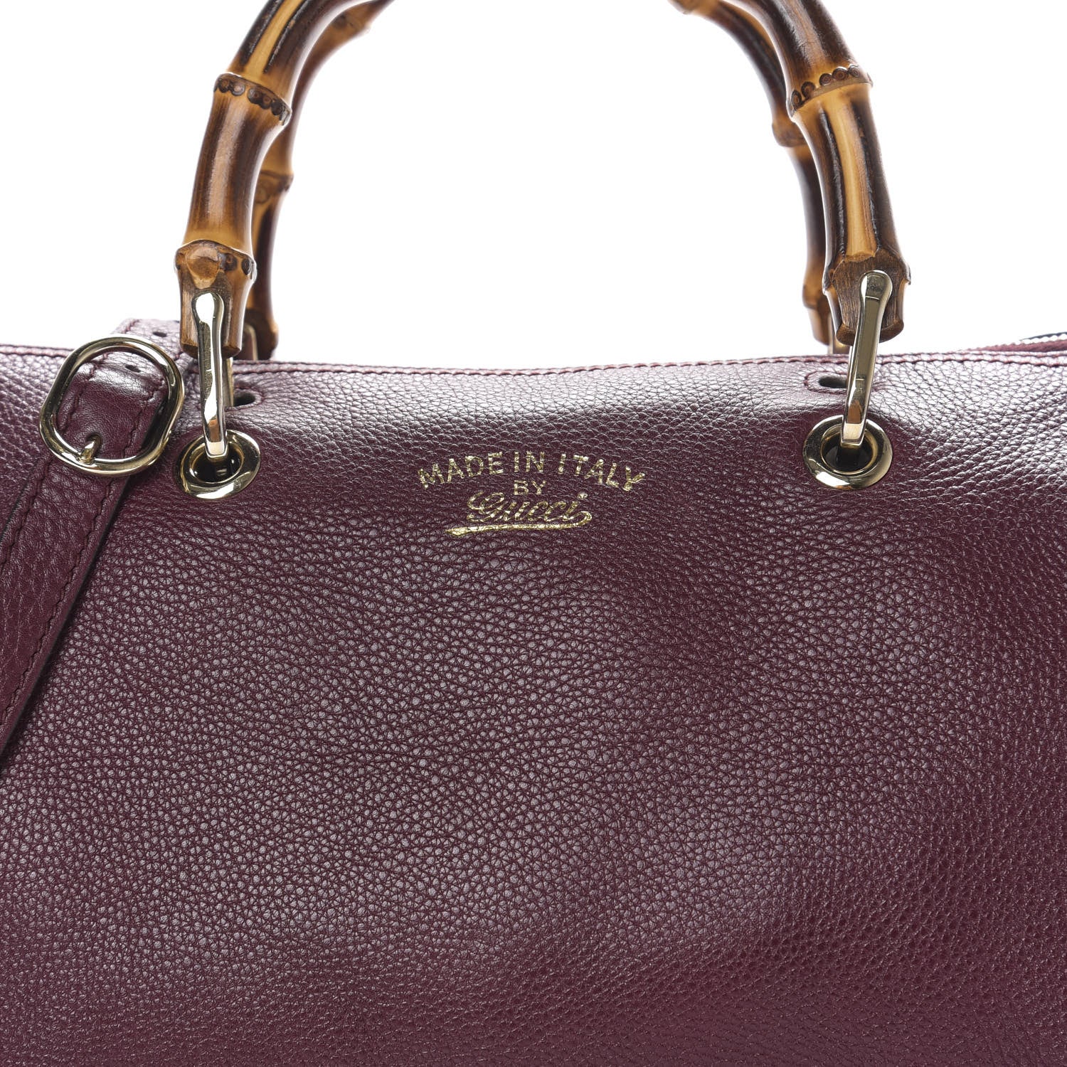 Gucci Calfskin Bamboo Medium Shopper Boston Burgundy 10 of 11
