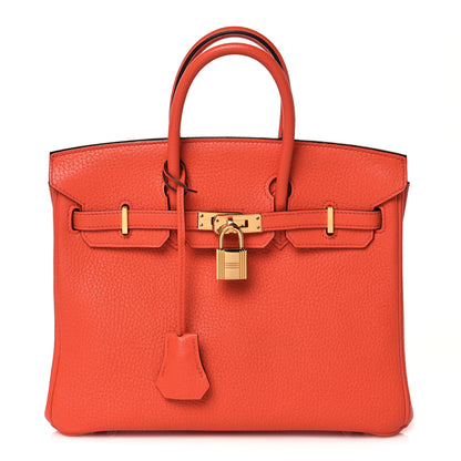 Hermes Taurillon Clemence Birkin 25 Feu 1 of 34