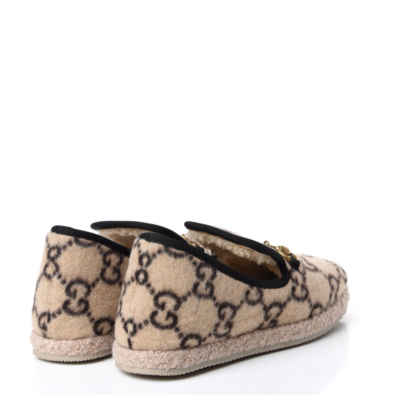 Gucci Covered Wool GG Monogram Womens Fria Horsebit Loafers 36 Beige Ebony Black Butterscotch 4 of 11